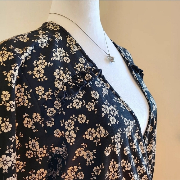 NWT Veronica Beard Women's Black White Mariposa Floral Maxi Ruched Dress XL - Picture 9 of 13